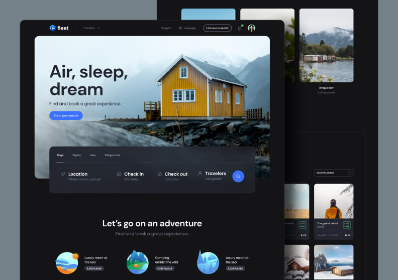 Fleet - Travel shopping UI design kit